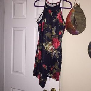 Floral Print Dress with Asymmetrical Hem